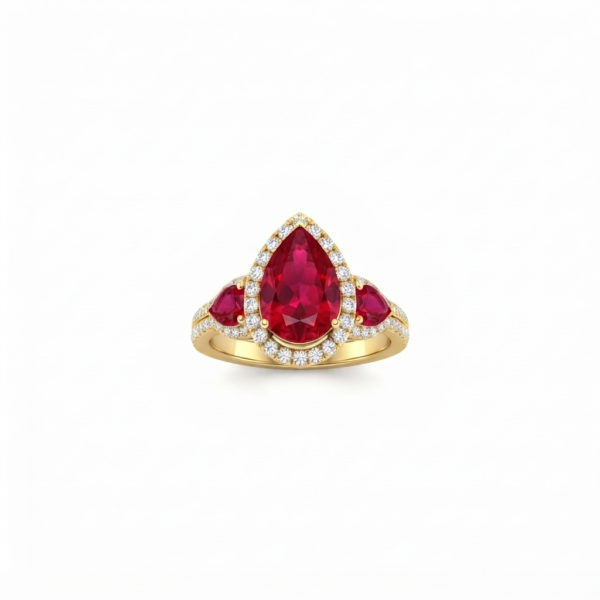 Pear Cut Red Ruby CZ 925 Sterling Silver