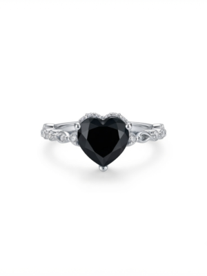 Black Heart Shaped Ring for Women