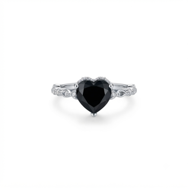 Black Heart Shaped Ring for Women