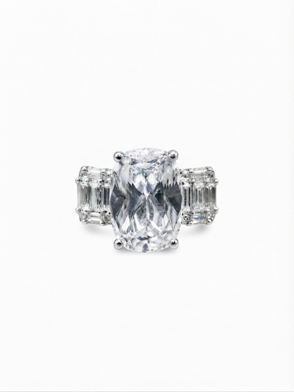 Elegant Cushion Cut CZ Ring In 925 Sterling Silver