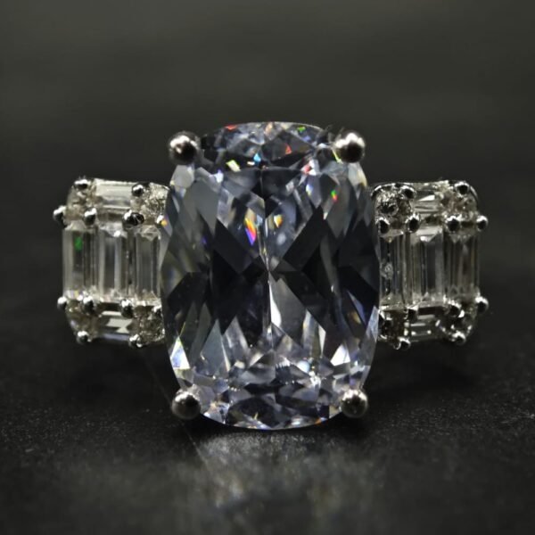 Elegant Cushion Cut CZ Ring In 925 Sterling Silver