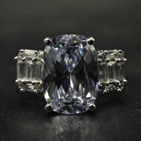 Elegant Cushion Cut CZ Ring In 925 Sterling Silver
