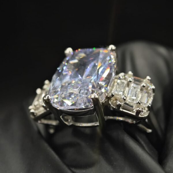 Elegant Cushion Cut CZ Ring In 925 Sterling Silver