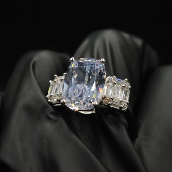 Elegant Cushion Cut CZ Ring In 925 Sterling Silver