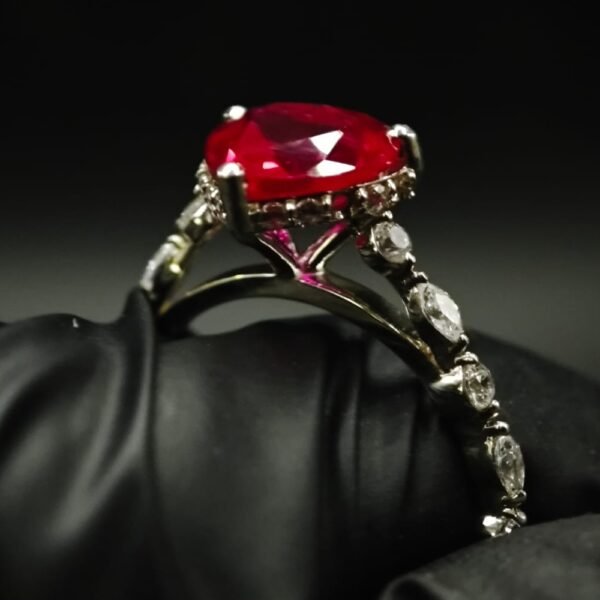 Heart Shaped Red CZ Ring With 925 Silver