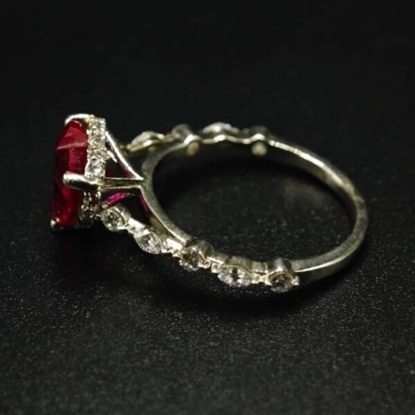 Heart Shaped Red CZ Ring With 925 Silver
