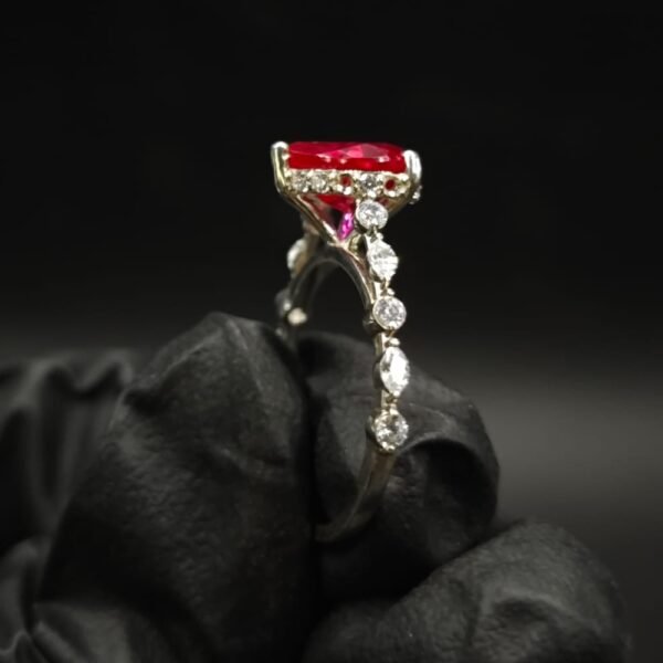 Heart Shaped Red CZ Ring With 925 Silver