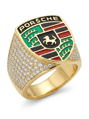 Porsche Crest Moissanite Ring for Men