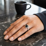 Black Heart Shaped Ring for Women