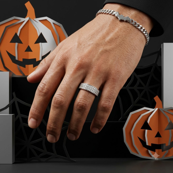 Moissanite Pave Band Ring for Men