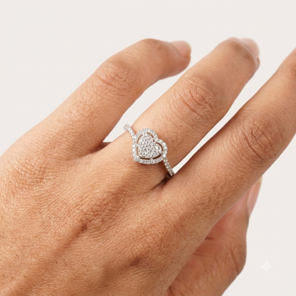 Moissanite Heart Ring for Women