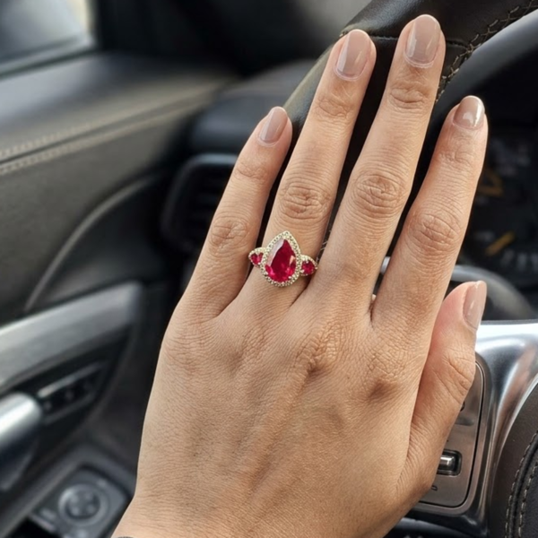 Pear Cut Red Ruby CZ 925 Sterling Silver