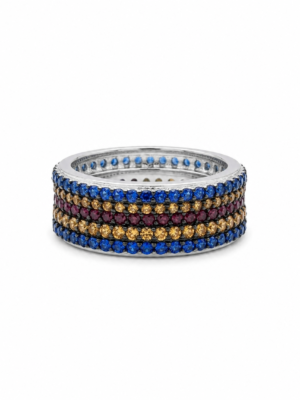 Multicolour CZ Band Ring for Men