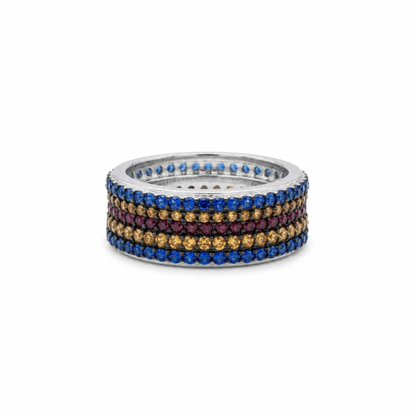 Multicolour CZ Band Ring for Men