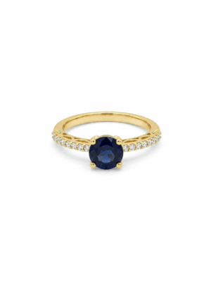 Blue CZ Oval Shaped Ring for Women