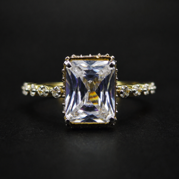 Radiant Emerald Cut Moissanite Engagement Ring