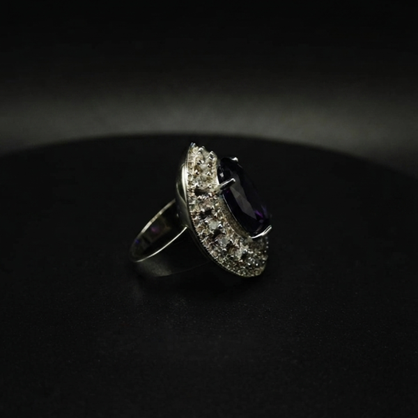 Amethyst Cushion Cut CZ Ring for Women