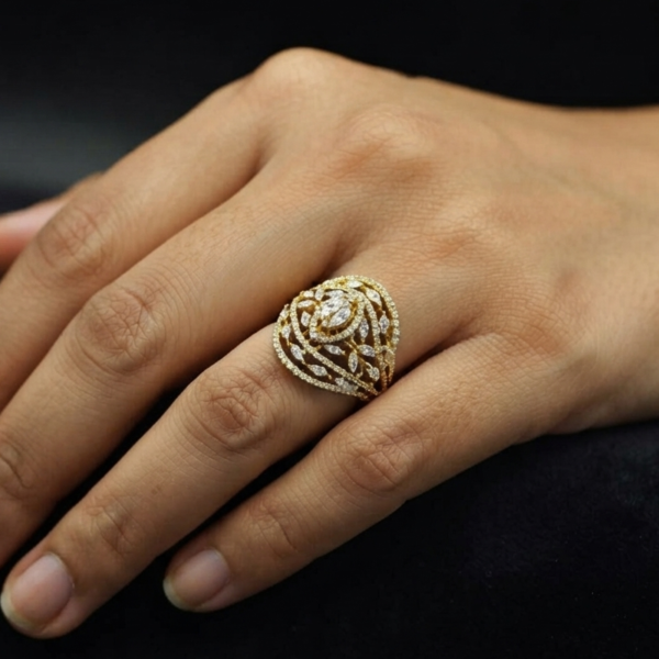 Marquise & Round Moissanite Ring