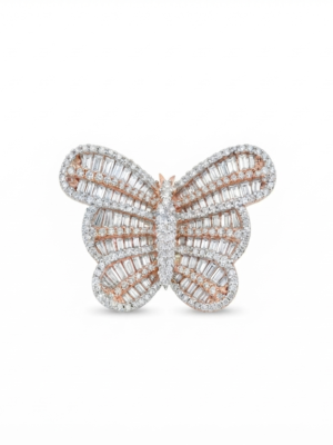 Baguette and Round Moissanite Butterfly Ring