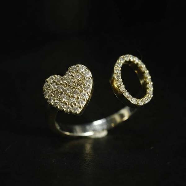 Letter O And Heart Moissanite Ring