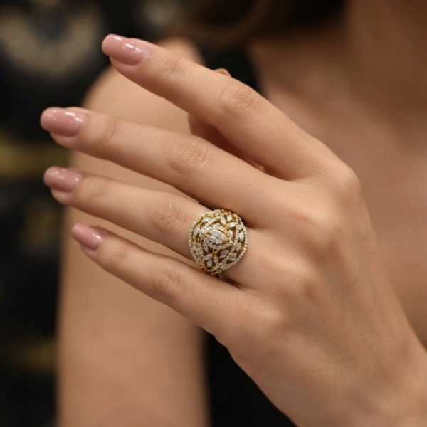 Marquise & Round Moissanite Ring