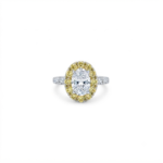 Oval Cut White and Yellow CZ Halo Ring