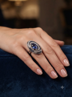 CZ Royal Blue Sapphire Spiral Ring
