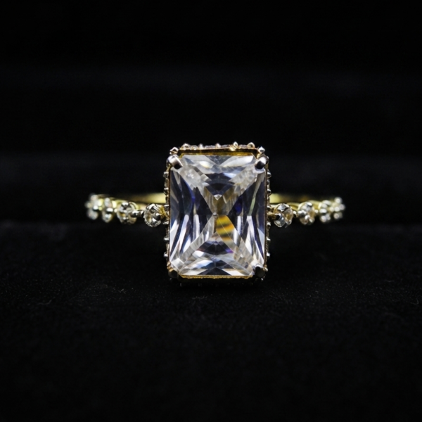 Radiant Emerald Cut Moissanite Engagement Ring