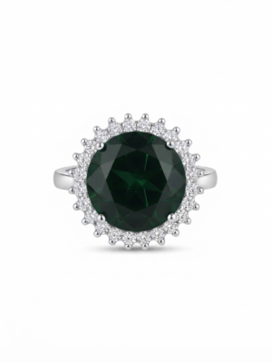 Green Cubic Zirconia Halo Ring