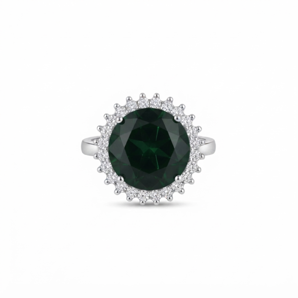 Green Cubic Zirconia Halo Ring