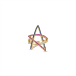 Blue Pink CZ Star Ring In 925 Sterling Silver