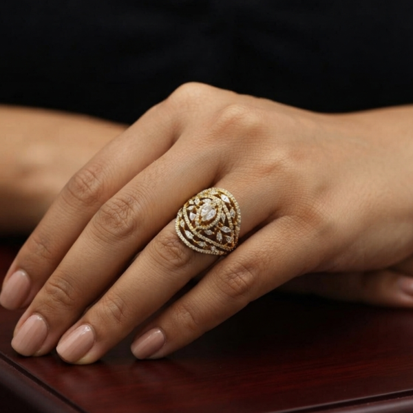 Marquise & Round Moissanite Ring