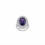 Amethyst Cushion Cut CZ Ring for Women