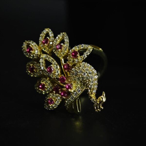 Exquisite Peacock Design CZ Ring