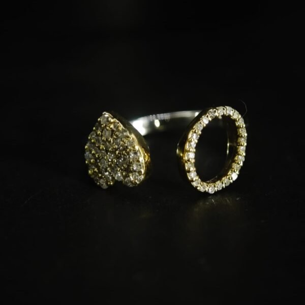 Letter O And Heart Moissanite Ring