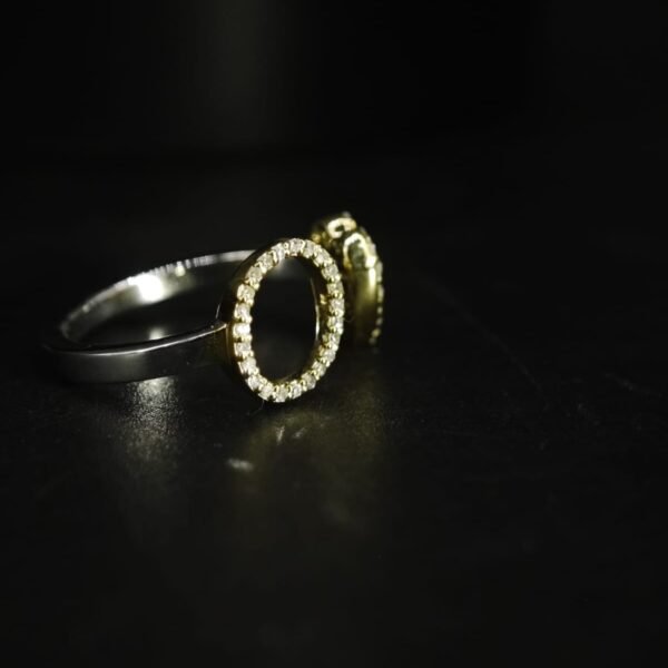 Letter O And Heart Moissanite Ring