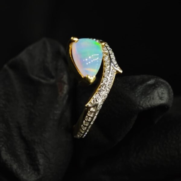 Opal Pear Shaped Ring In 925 Sterling Silver