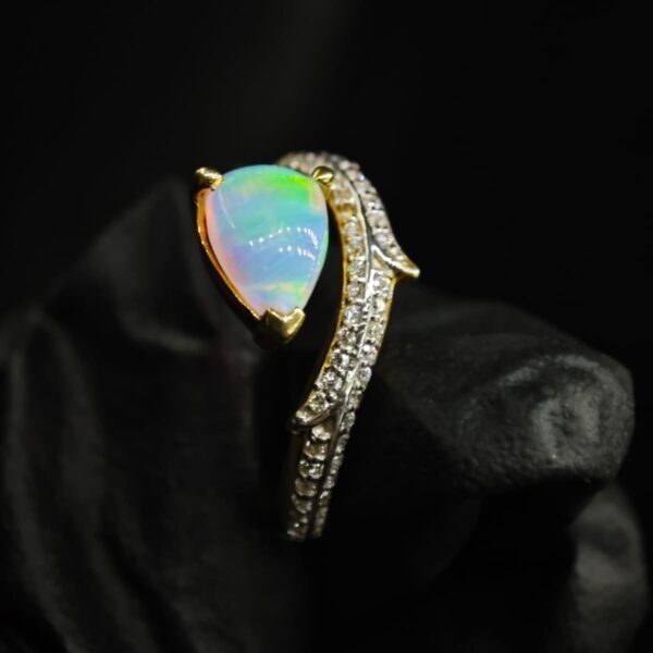 Opal Pear Shaped Ring In 925 Sterling Silver
