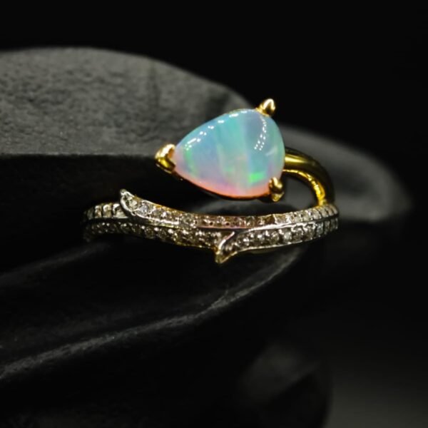 Opal Pear Shaped Ring In 925 Sterling Silver