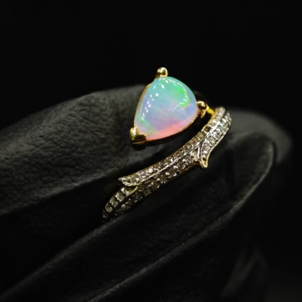 Opal Pear Shaped Ring In 925 Sterling Silver