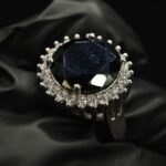 Black CZ Halo Ring for Women