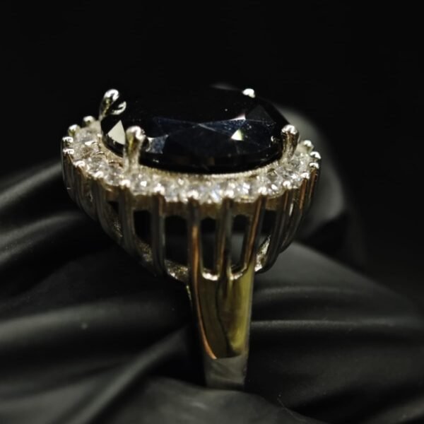Black CZ Halo Ring for Women