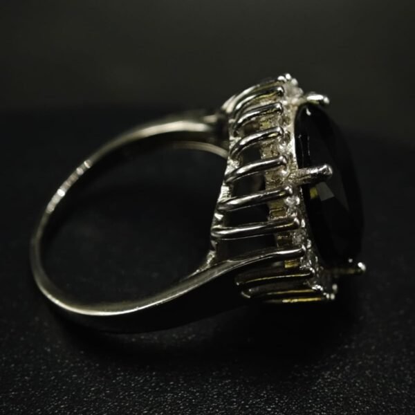 Black CZ Halo Ring for Women