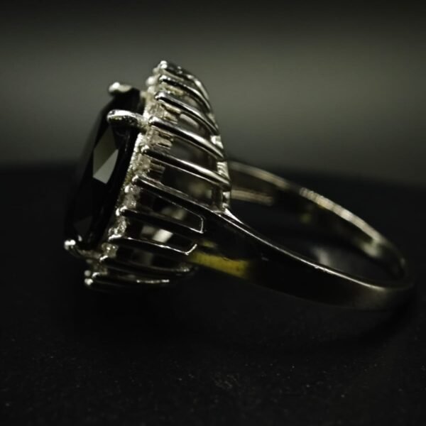 Black CZ Halo Ring for Women