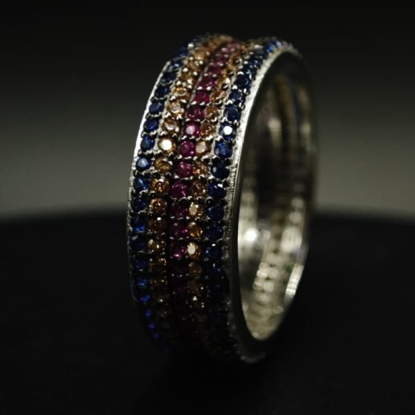 Multicolour CZ Band Ring for Men