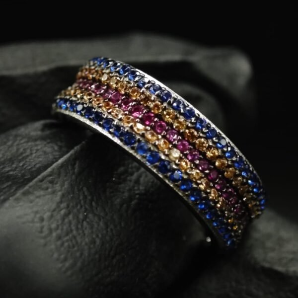 Multicolour CZ Band Ring for Men