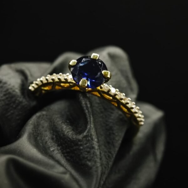Blue CZ Oval Shaped Ring for Women