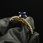 Blue CZ Oval Shaped Ring for Women