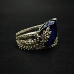 Blue Sapphire Pear Moissanite Ring