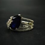 Blue Sapphire Pear Moissanite Ring